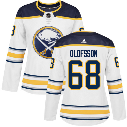 Adidas Sabres #68 Victor Olofsson White Road Authentic Women's Stitched NHL Jersey